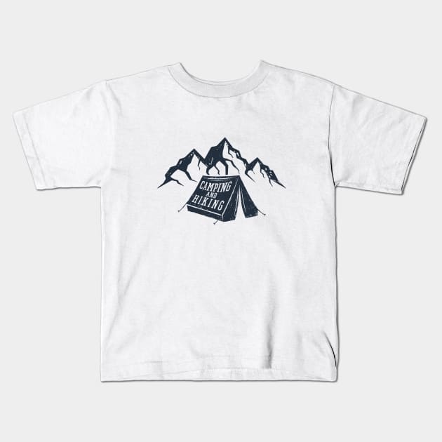 Mountains, Tent. Camping And Hiking. Adventure, Travel, Wanderlust Kids T-Shirt by SlothAstronaut